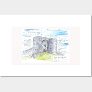 Carrickfergus Castle illustration Northern Ireland Posters and Art